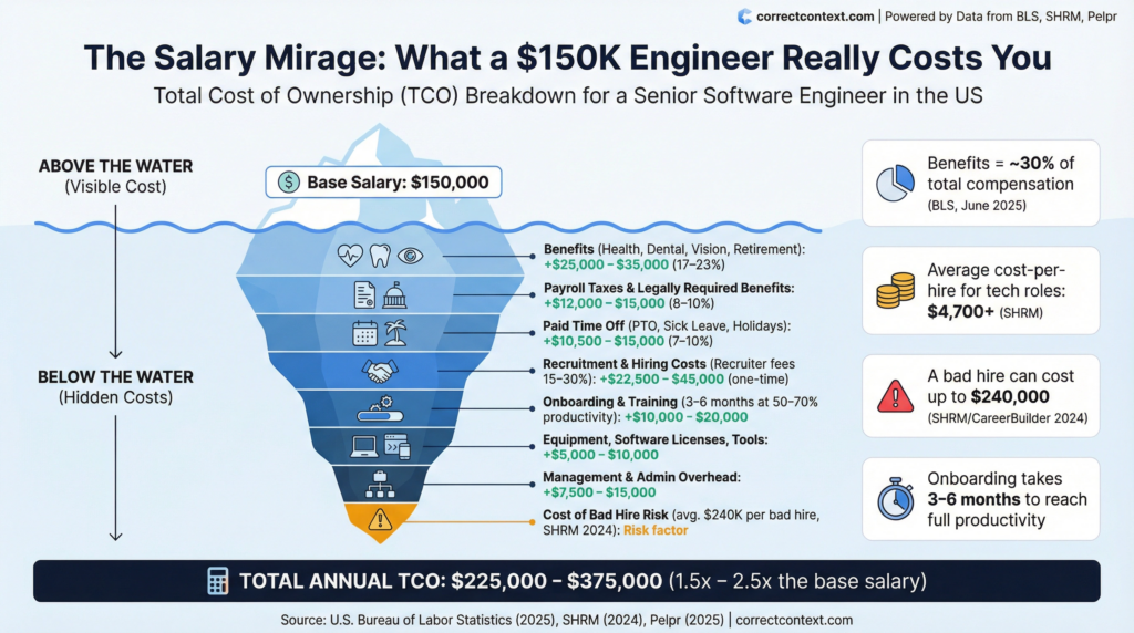 INFOGRAPHIC 1: The Salary Mirage - TCO Breakdown for a US Senior Engineer