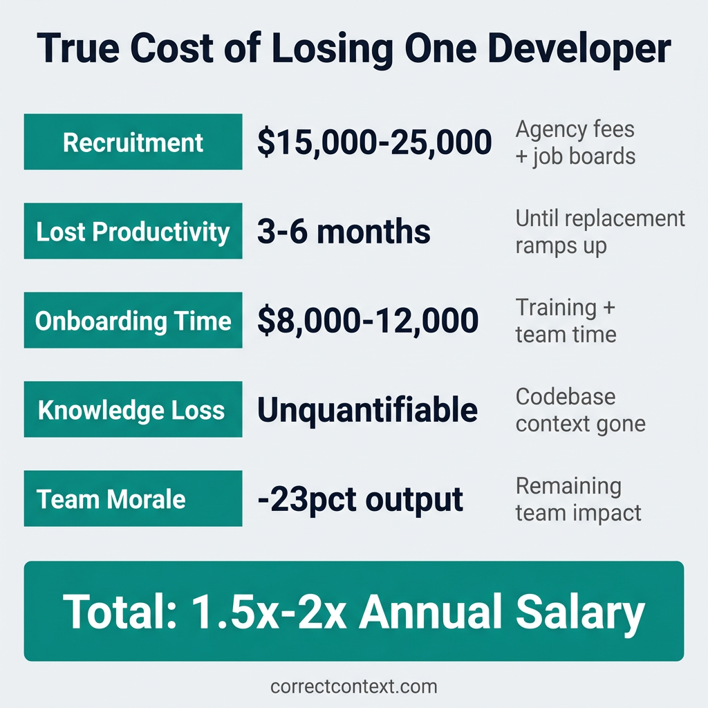Comparison infographic showing why engineers leave versus what keeps them