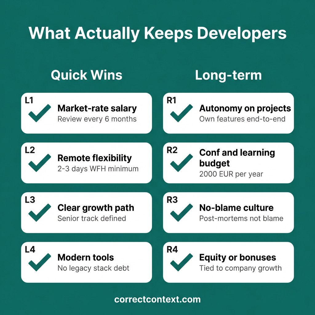 Infographic showing 5 steps to retain engineers