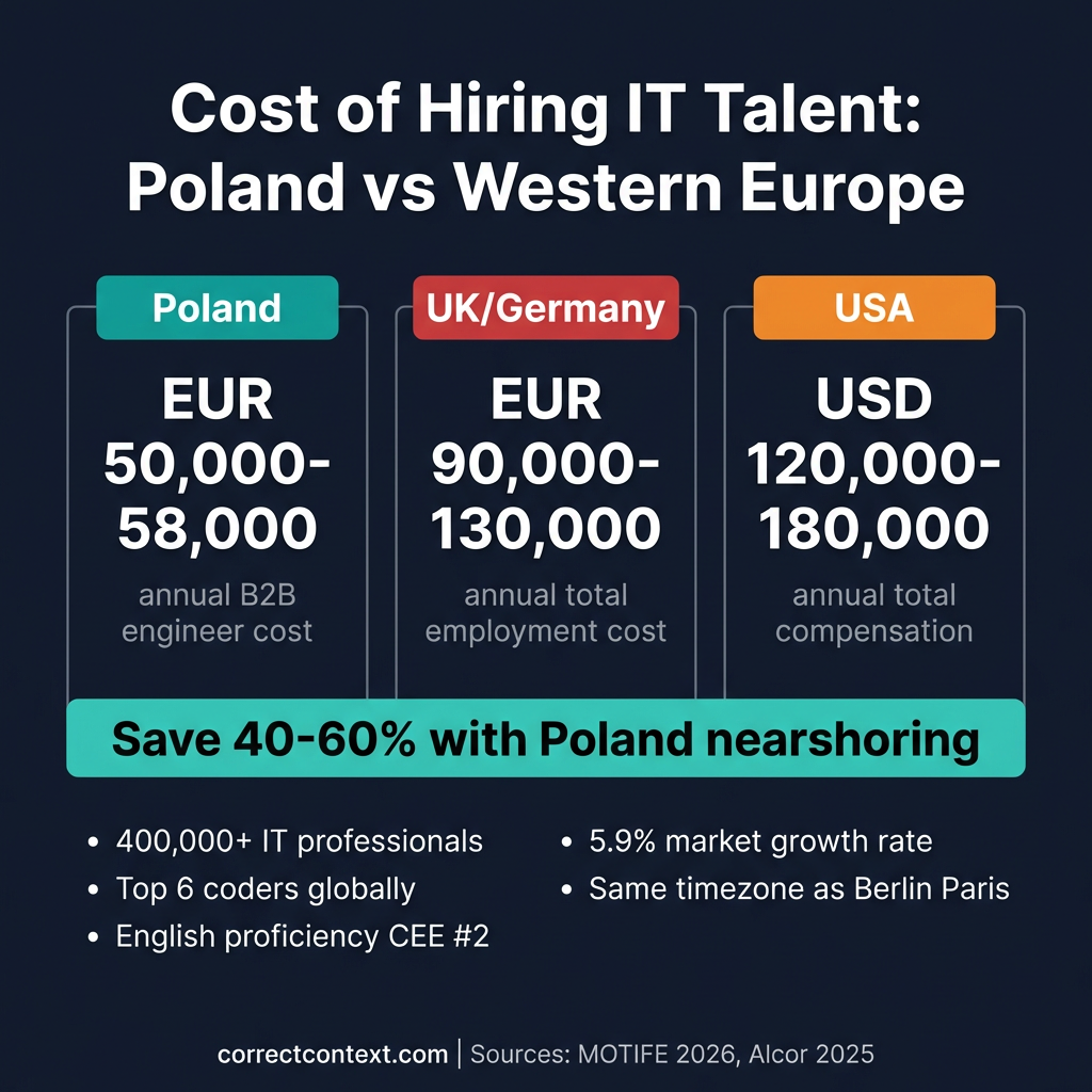 Poland IT Talent Cost Comparison — Poland vs Western Europe