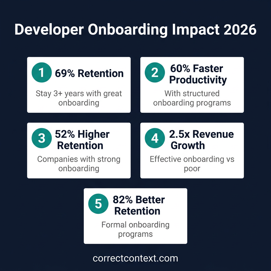 Developer onboarding impact statistics 2026 infographic