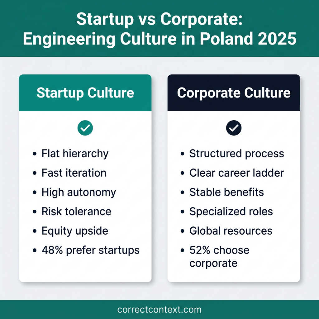 Startup vs Corporate Engineering Culture Comparison Poland 2025