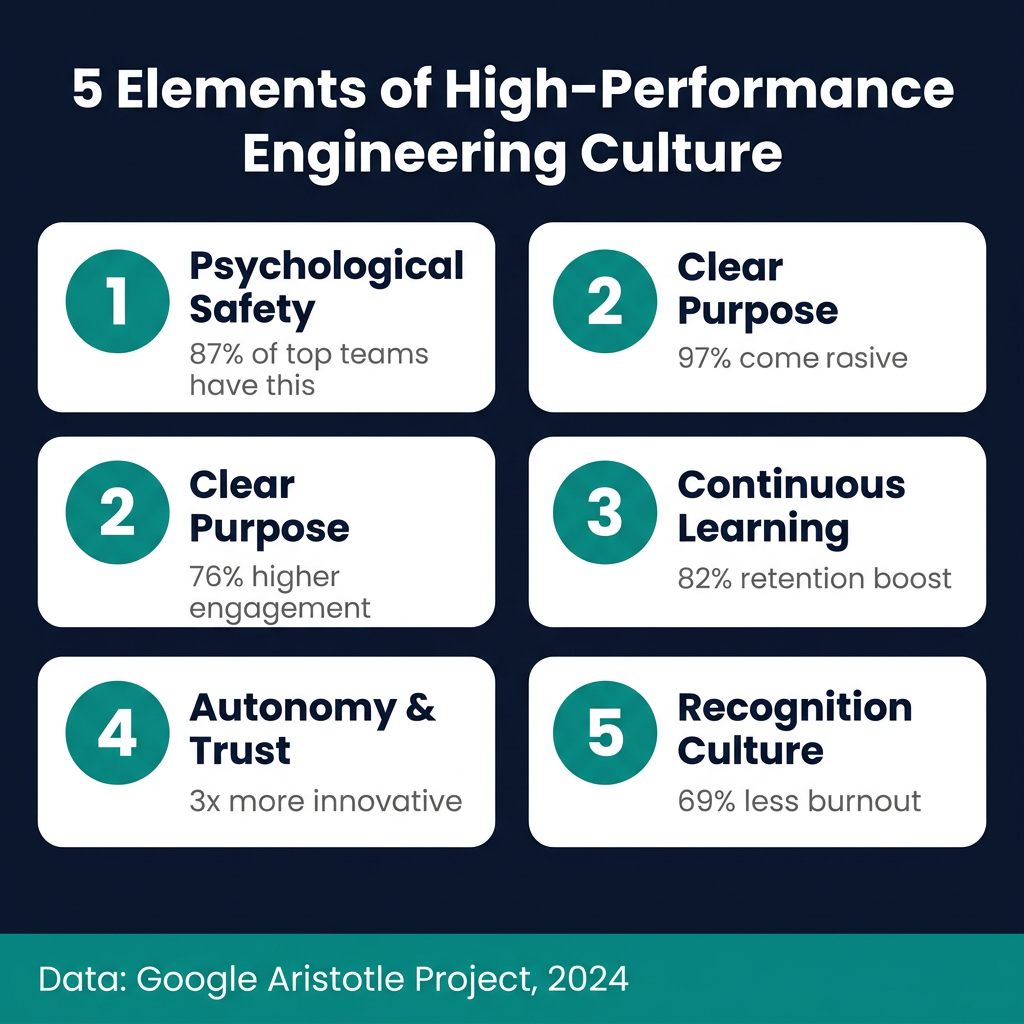 5 Elements of High-Performance Engineering Culture infographic