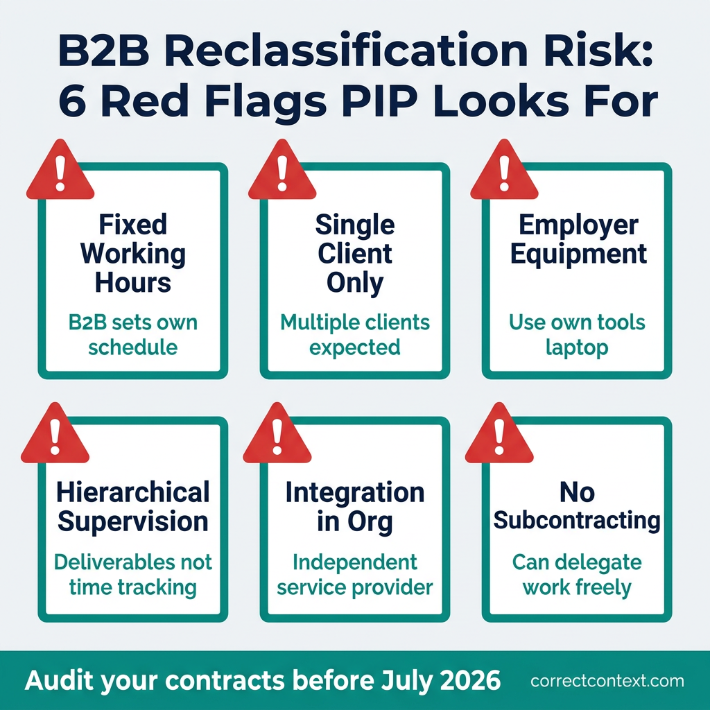 B2B reclassification risk checklist - 6 red flags PIP inspectors look for